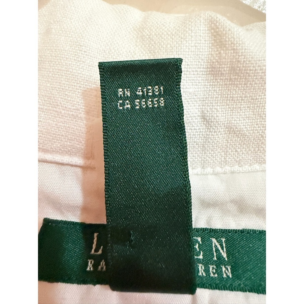 Lauren Ralph Lauren White 100% Linen Blazer Jacket 3 Button Classic Size 12 - Picture 6 of 7